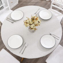 Waterproof Vinyl Tablecloth with Elastic Edge and Flannel Backing for 4556 Inch Round Tables