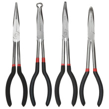 4 Piece 11 Inch Long Reach Needle Nose Pliers Set, 45 and 90 Degree Angled Carbon Steel Grip