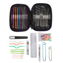 100PCS Metal & Plastic Crochet Hook Set - 22 Needles, DIY Accessories in Purple or Rosy