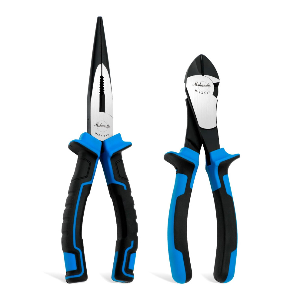 Needle Nose And Diagonal Cutting Pliers Set For Precision Wire Handling, Flush Cutting, Carbon Steel 9094768002506