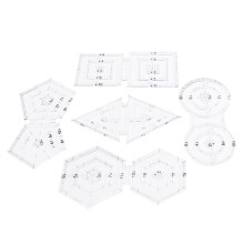 Quiltlineal-Set für Bastelarbeiten, klare Skala und transparentes Design, inklusive Greifer zum Fixieren des Stoffs, 5-teilig, geeignet zum Nähen
