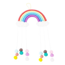 Tapiz de pared de macramé arcoíris para dormitorio, guardería, habitaciones de bebés y niños, sala de juegos, tapiz de pared de macramé