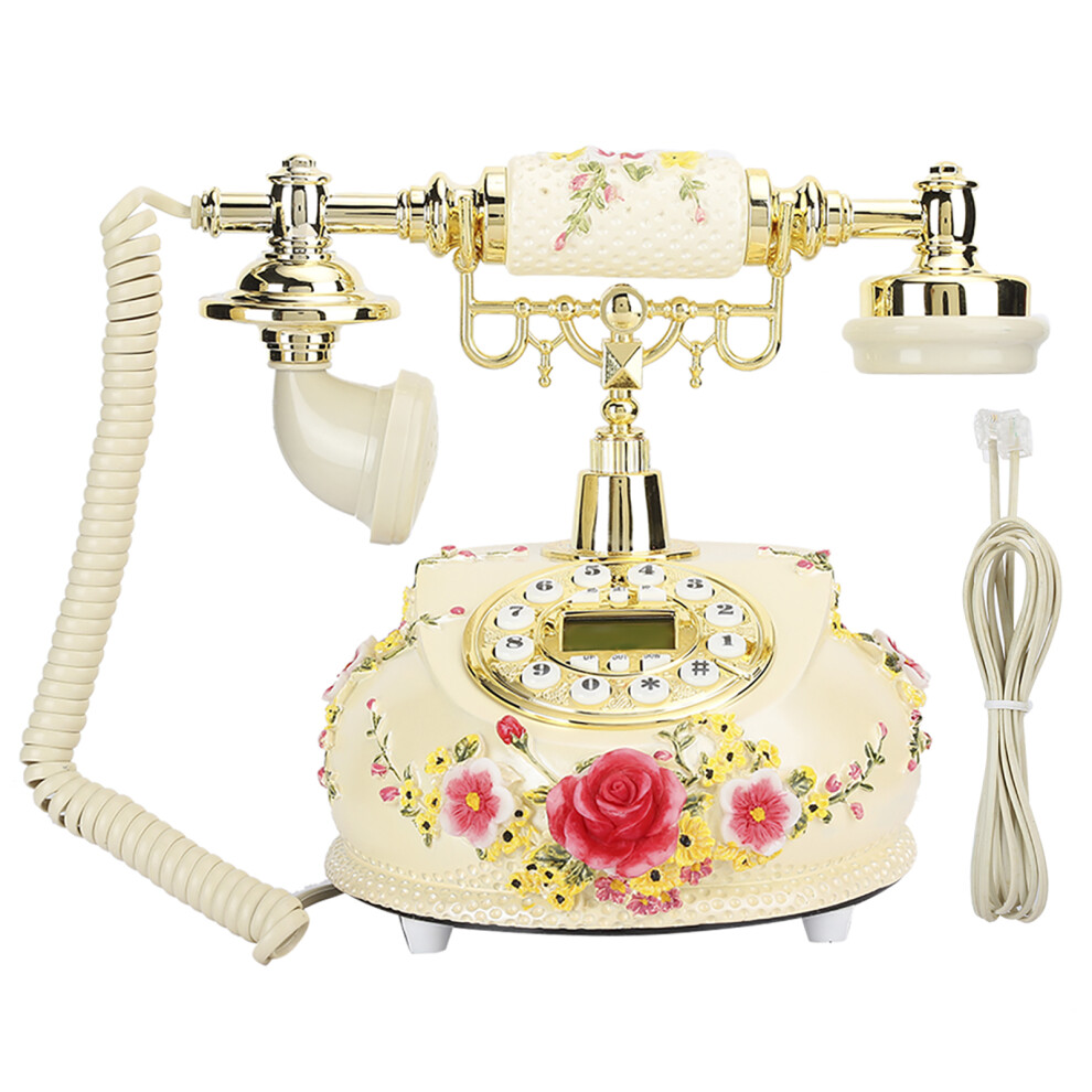 Decorative Home Phone, Resin Made Vintage Telephone With Button Dial For A Nostalgic Appeal 9773935303102