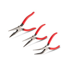 Long Nose Pliers Set 3 Piece with Bent Nose and Side Cutters, Precision Grip, ExtraLong Reach