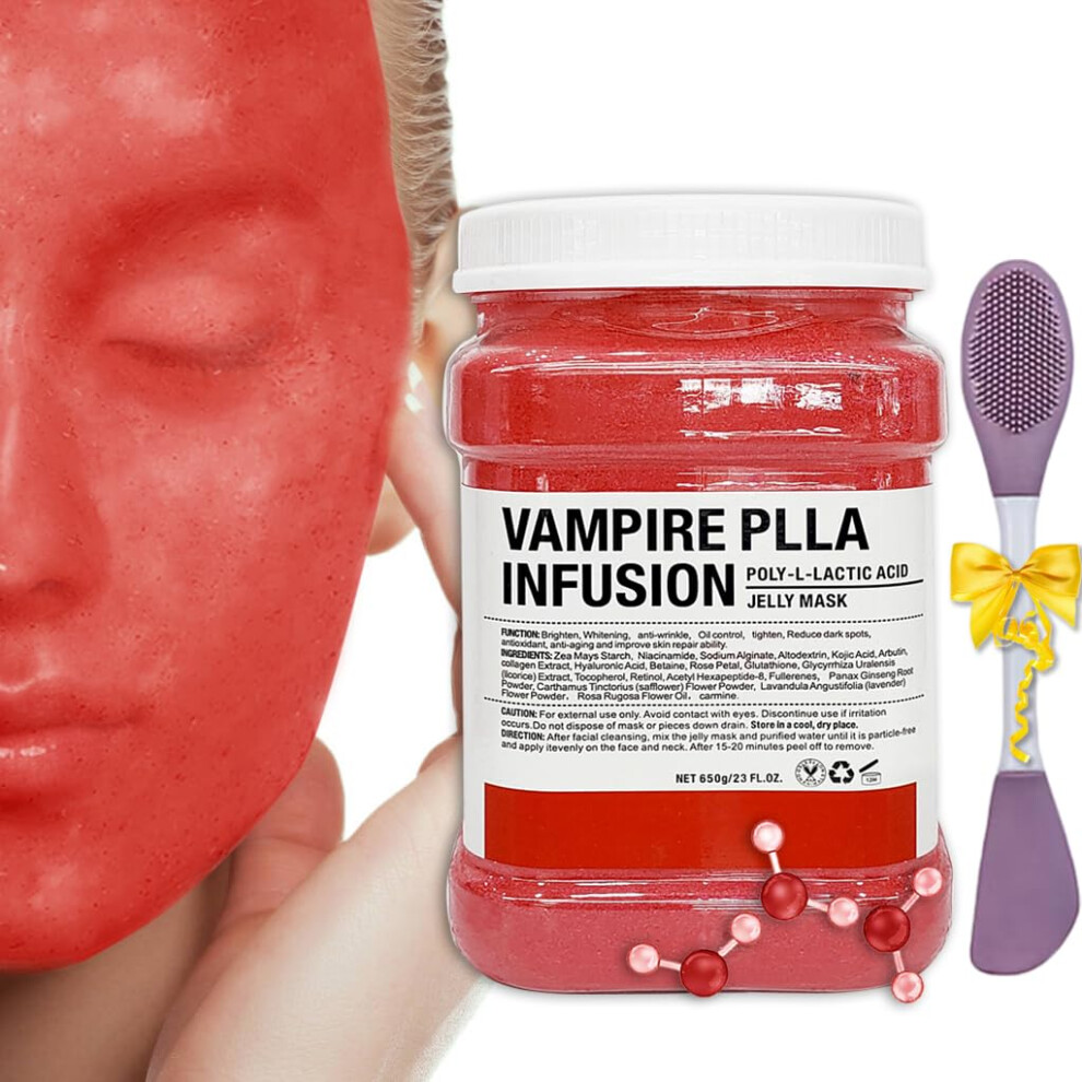 Vampire Jelly Face Mask Powder for Deep Hydration and Firming, Hydro Jelly Mask 23oz with Brush