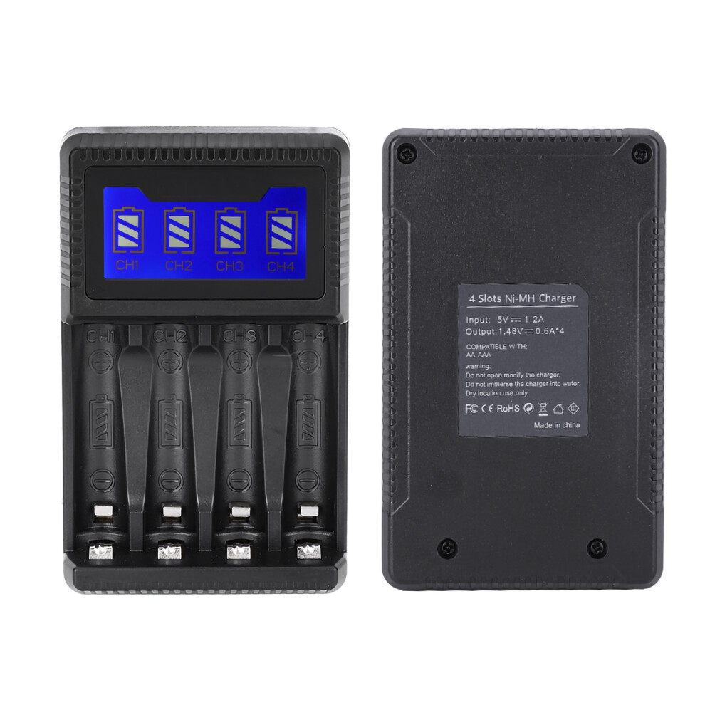 Seivi Pc Intelligent Usb Battery Charger With Lcd For Aa Aaa Cells Black 7661379771101