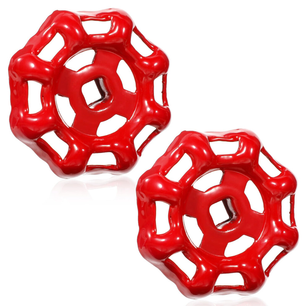 Outdoor Faucet Handle Replacement 2 Pack, Red Metal Hose Bib Handle, 7X7mm Square Hole, Durable Grip 9187378992708