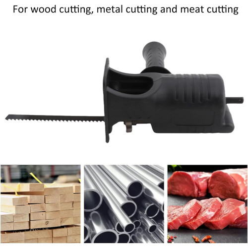 Cordless Reciprocating Saw Attachment for Drill with Ergonomic Triangular Handle and 3 Blades 1