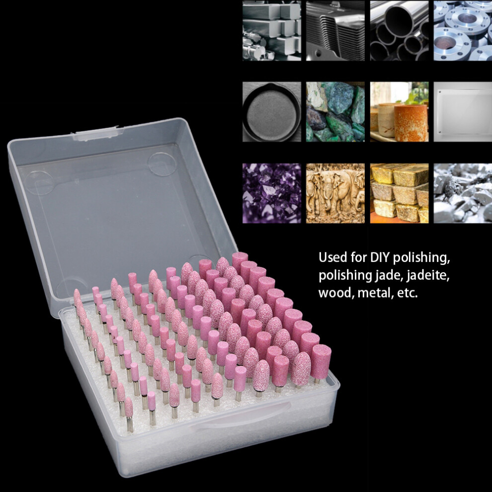 100Pcs Flat & Conical Grinding Heads, 80 Grit, 3Mm Shank 6941379772867