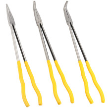 3 Piece 16 Inch Long Reach Needle Nose Pliers Set, Straight 45 90 Degree, Ergonomic Comfort Grip