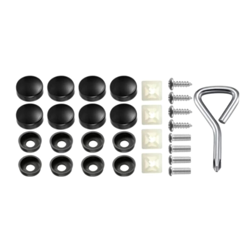 Car Number Plate Frame Mounting Screws With Caps License Plate Hardware Kit Black 9187378993125