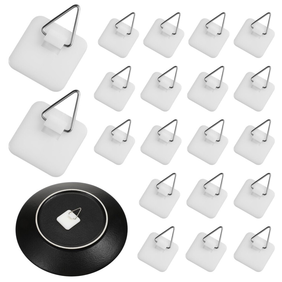20 Pack Invisible Adhesive Plate Hangers For Wall, Strong Hold Decorative Plate And Picture Hooks 9094768004753