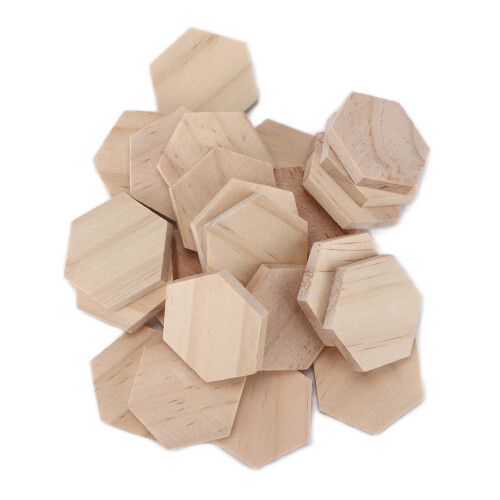 Κιτ Εφοδίων Χειροτεχνίας DIY, Εξάγωνο Ξύλινο Σχήμα Λείας Επιφάνειας, Λευκά Ξύλινα 1