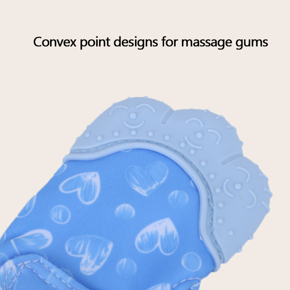 Children's Baby Teething Gloves For Pain & Oral Hygiene - Chew Toy Blue