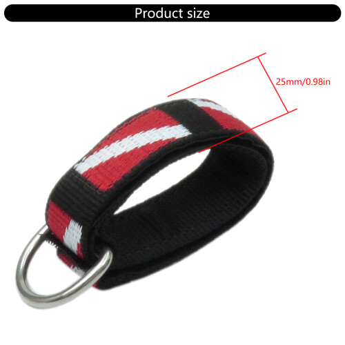 Scubas Diving Wrist Strap With D Rings Adjustable-Red 1 inch 2