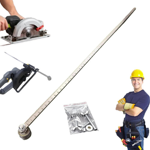 Circular Saw Guide Rail with Precision Positioning Caliper, Adjustable Stainless Steel 24in for Accurate Woodworking Cuts