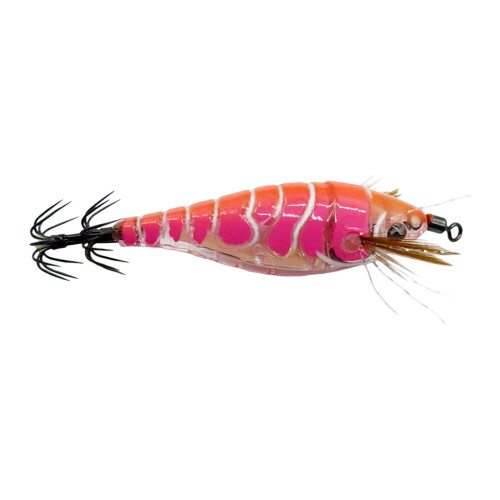 Luminously Squid Jigs Hook Shrimp Lures-Rosa Körper und Orange
