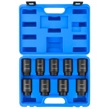 1/2 Inch Drive Deep Impact Socket Set 9PCS Metric 2938mm Axle Hub Nut CrMo Steel with Case