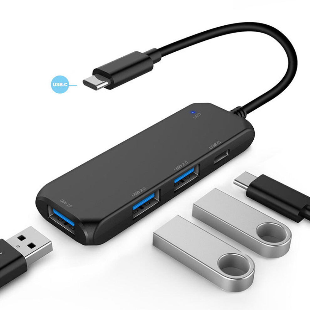 Multi Usb 2.0 Hub Splitter 4 Port Type-C Adapter, Compact Size 8761379776898