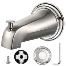 Brushed Nickel Slip On Tub Spout with Diverter for 1/2 Inch Copper Pipe, American Standard Compatible