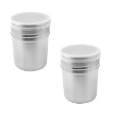 Set of 2 Stainless Steel Sugar and Cocoa Shakers with Hygienic Lid for Precise Powder Distribution