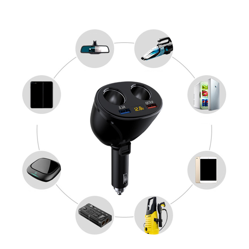 Car Charger Qc3.0 Double Usb Cigarette Lighter Voltage Detection Steady Current 7891382646022