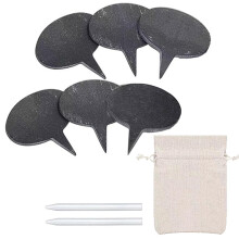 6pcs Oval Slate Cheese Board Labels with Chalk and Bag, Reusable Markers for Wedding Party Buffet
