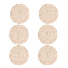 Washable Heat Resistant Placemats, Non-Slip Round Braided Set of 6 Cotton Yarn Mats for Indoor Outdoor Use, Easy Clean Decorative Dining Table Set for