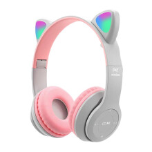 Căști Bluetooth pliabile cu urechi de pisică, stereo wireless, copii adolescenți adulți, lumină LED, microfon încorporat, potrivire