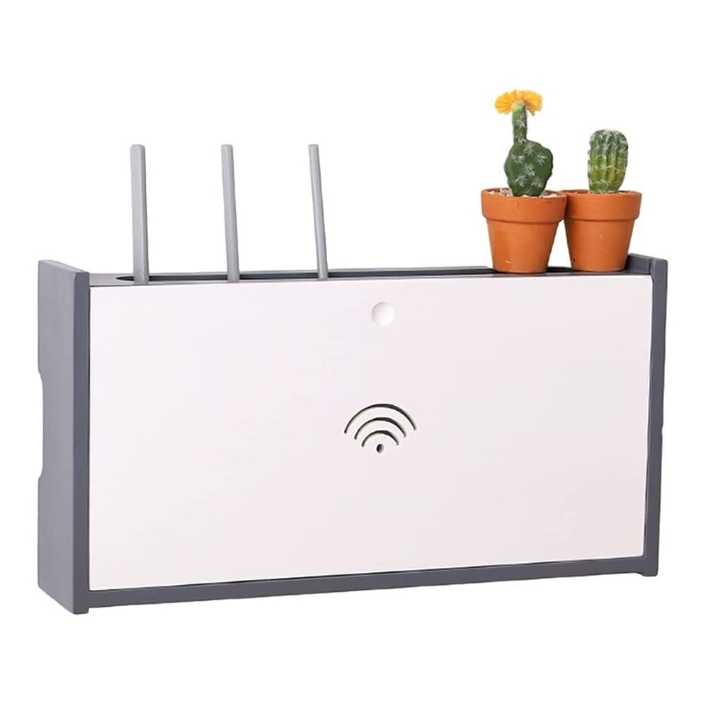 Wall Mounted Wifi Router Shelf With Cable Management Hole, Floating Wooden Storage Box White 48X25x10cm 9199774778916