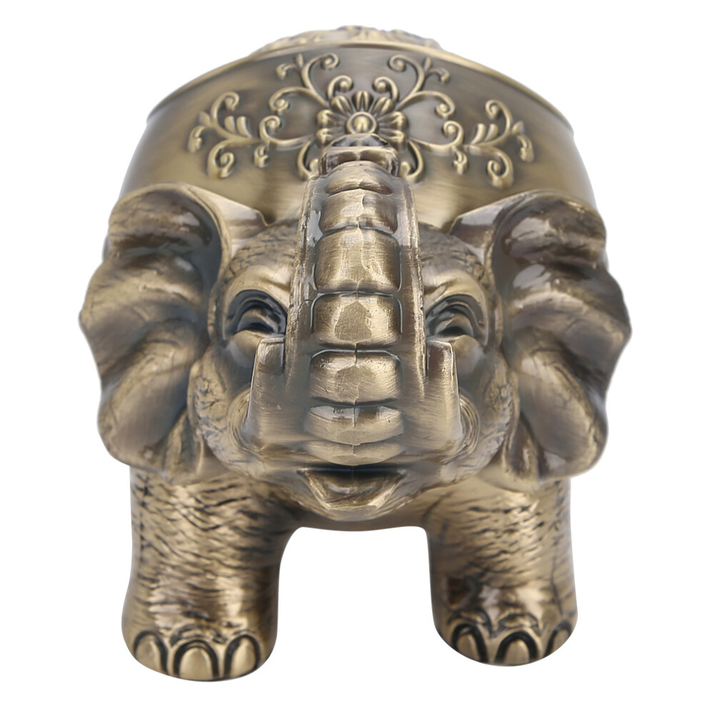Bronze Standing Elephant Ashtray With Cover Â Windproof, Anti-Fall Smoking Set