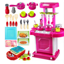 Juego de cocina infantil con función de sonido y luz, rociador y luces, sistema educativo de circulación de agua, luz a pilas.