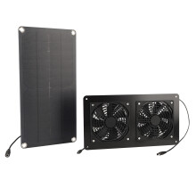 12V 10W Schwarzes Solarpanel-Lüfter-Kit 36x18cm, 30x16cm