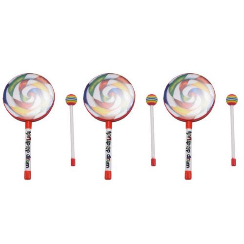 3X Kids Percussion Lollipop Drum, 6 Zoll