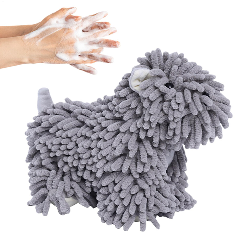 Chenille Towels Dog Shaped Bath Towel Gray Quick Dry Soft Absorbent Decorative Household Fabric