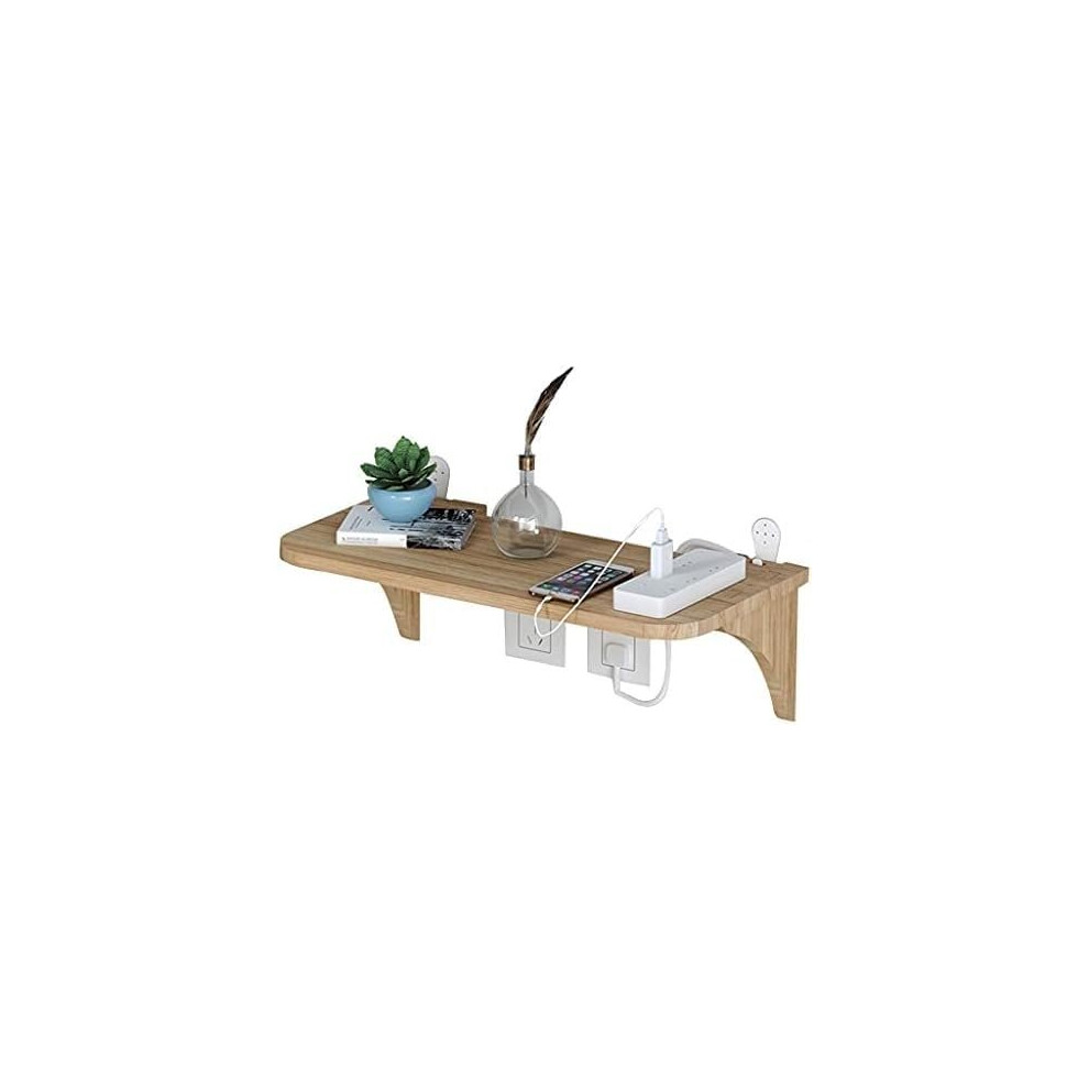 Wifi Router Wall Mount Shelf With Cable Management, Spacesaving Floating Stand For Living Room, Natural 23X19x11.7cm 9187378997314