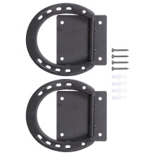 2Pcs Metal Tie Rings Horse Care Tool Horseshoe Crosses-Black