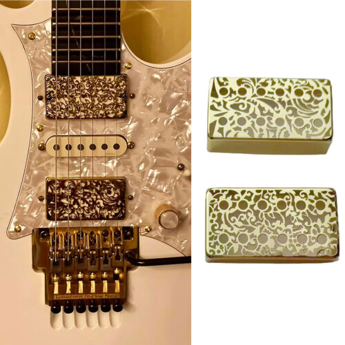 Couverture de micro de guitare-Engrenages creux argentés 1