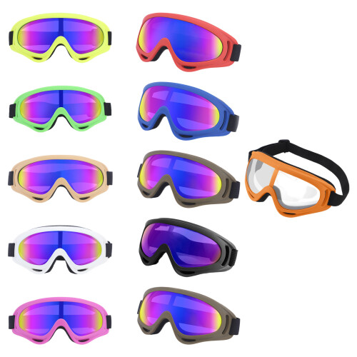 PC Lens Motorcycle Goggles Adjustable Nylon Band-blue frame 1