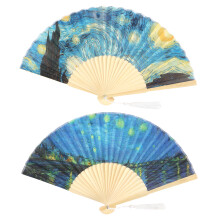 Leques dobráveis portáteis com estampas decorativas exclusivas e varetas de bambu resistentes, ideais para dança, palco, festas e muito mais (2