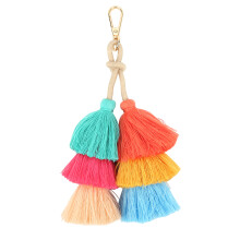 Portachiavi con nappina per donna, portachiavi con nappina fai da te leggero portatile elegante in filo di cotone ciondolo chiave con moschettone in