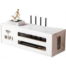 WiFi Router Storage Box Wall Mounted Wooden Shelf with Cable Management and Ventilation Slots 49.4x19.4x18cm