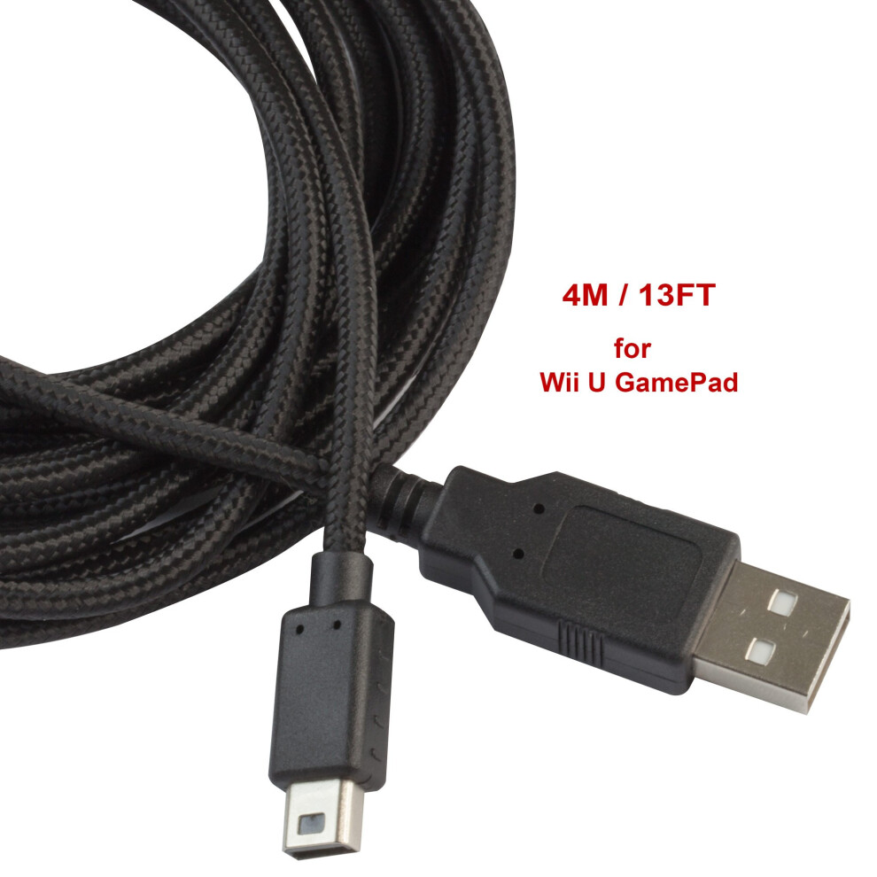 Extra Long 4M Braided Charging Cable For Wii U Gamepad With Durable Tangle Design 9094768009741