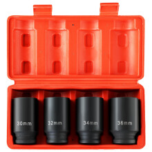 Impact Socket Set 1/2 Inch Drive Deep 4pcs Heavy Duty Axle Nut 12 Point Metric 30mm‑36mm