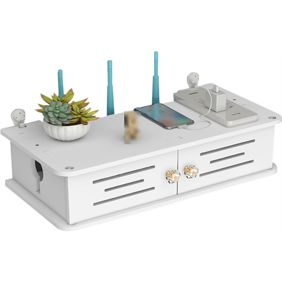 Wifi Router Storage Box Wooden Wall Mounted Shelf With Cable Management And Ventilated Design 60X20x11cm 9094768010112