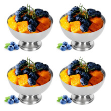 4 Stück Edelstahl Dessertschalen 250ml Rostfreie Eisschalen mit Gabeln