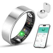 Smart Ring Health Tracker with Sleep and Fitness Monitoring, IP68 Waterproof, 5Day Battery, Silver 10