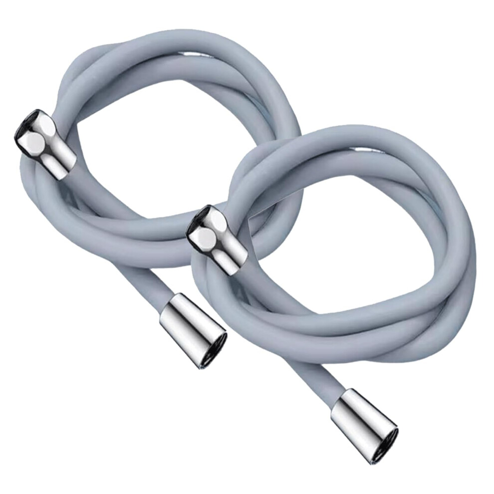 59 Inch Silicone Shower Hose, Flexible Antiwinding Pressure G1/2 Universal Grey 2 Pack 9187378999394