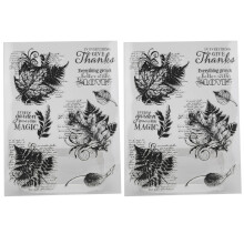 Transparent Stamps With Leaf Print Design Adhesive Mounted Stamps For Card Making Supplies, Silicone Material Suitable For Acrylic Block Compatible