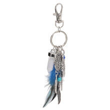 Blauer Traumfänger-Schlüsselanhänger mit Quaste, ideales Geschenk, einzigartiger Metallanhänger für Autoschlüssel und als Hängedekoration, im